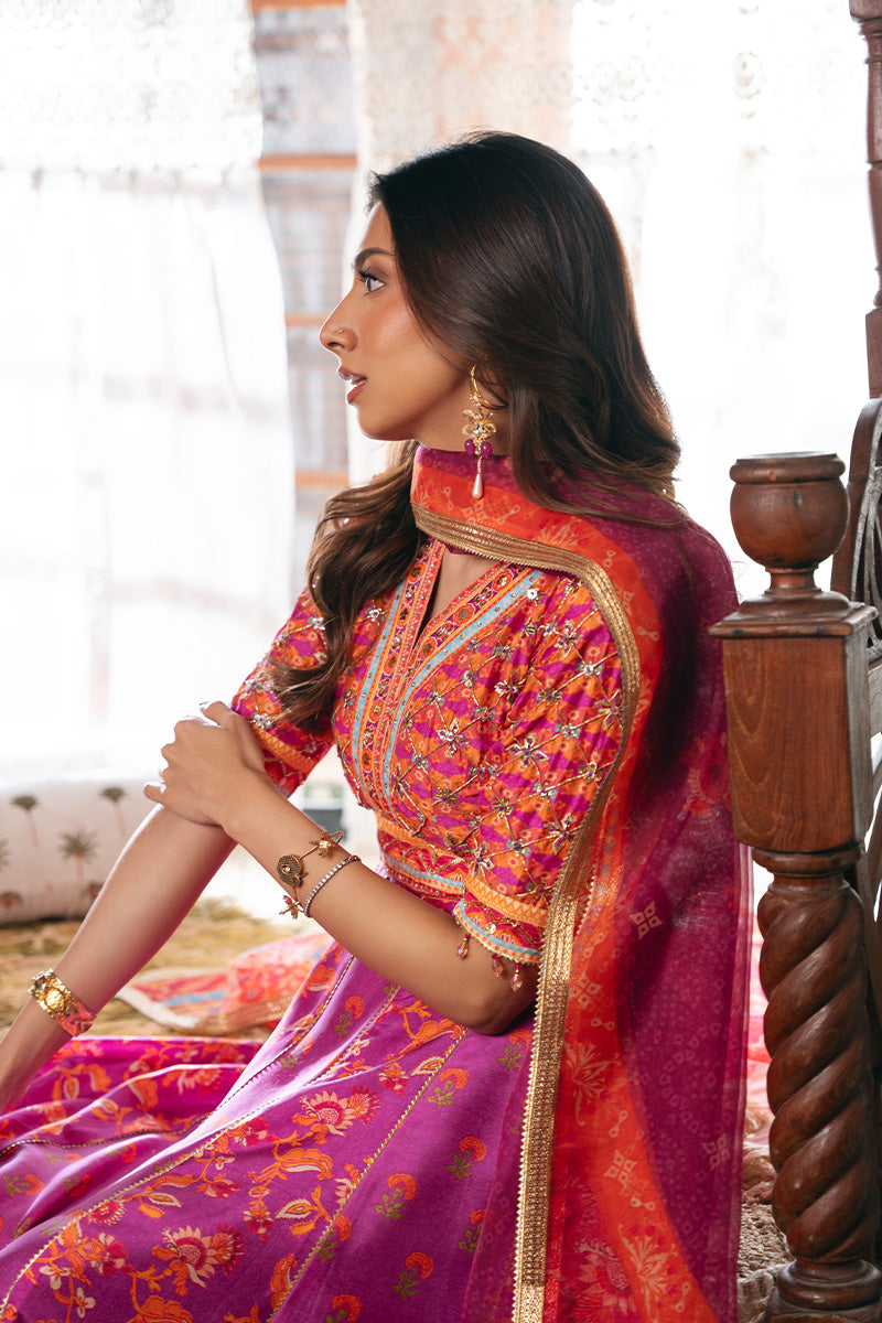 Pakistani Purple Hand-Embellished Pure Raw Silk Pishwas (2-Piece) - Image 7