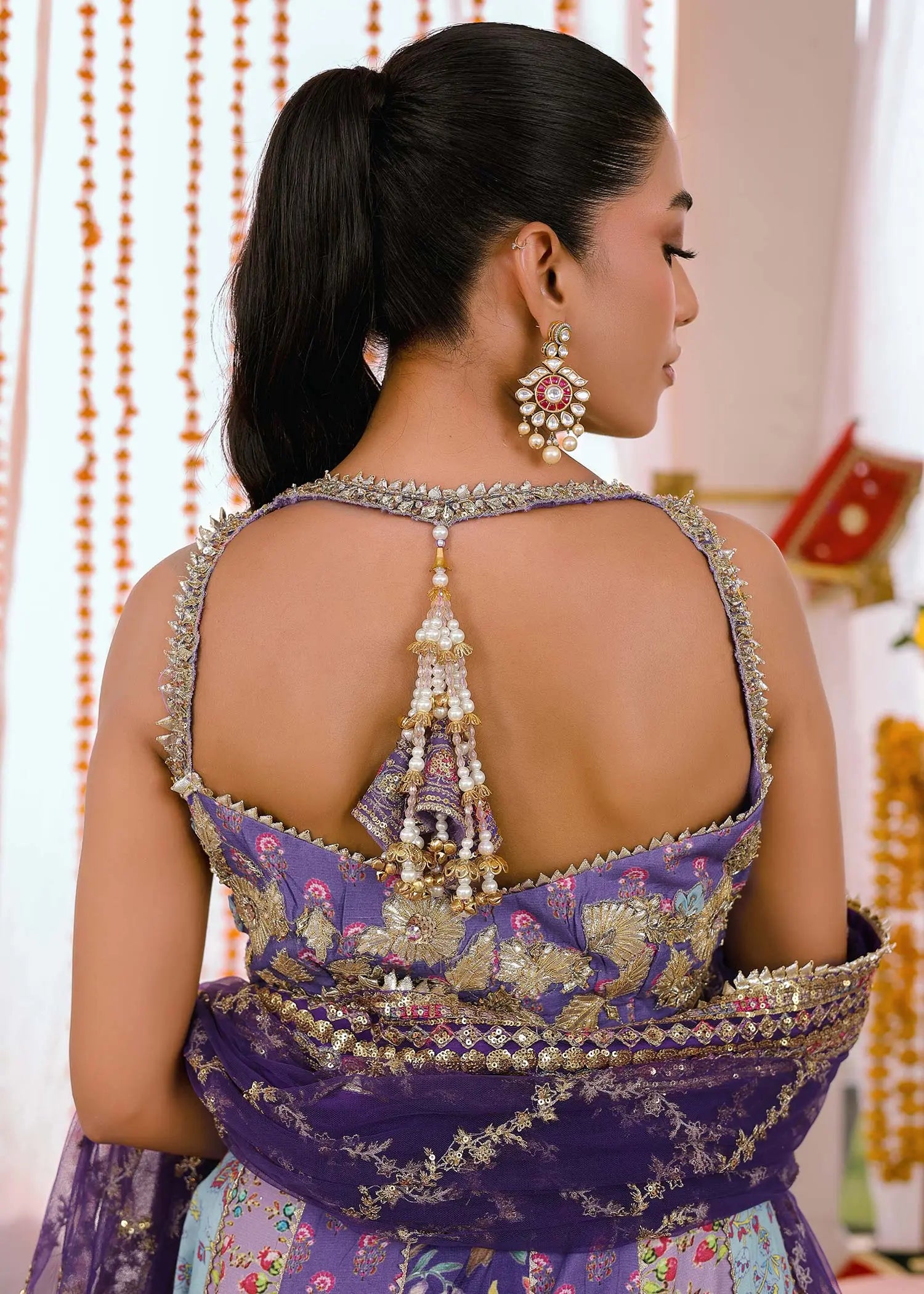 Purple Embroidered PK Raw Silk Pishwas (3-Piece) - Image 2