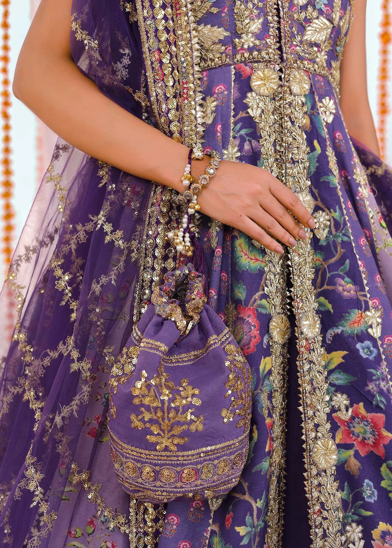 Purple Embroidered PK Raw Silk Pishwas (3-Piece) - Image 4