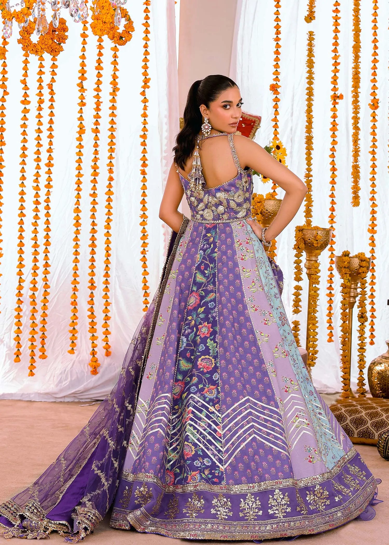 Purple Embroidered PK Raw Silk Pishwas (3-Piece) - Image 5