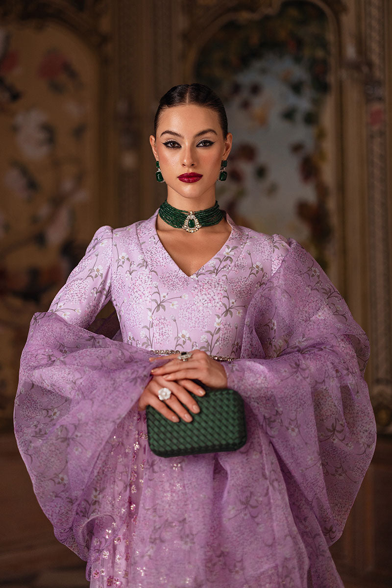 Lilac Sequin Embroidered Silk Net Pishwas (2-Piece) - Image 2