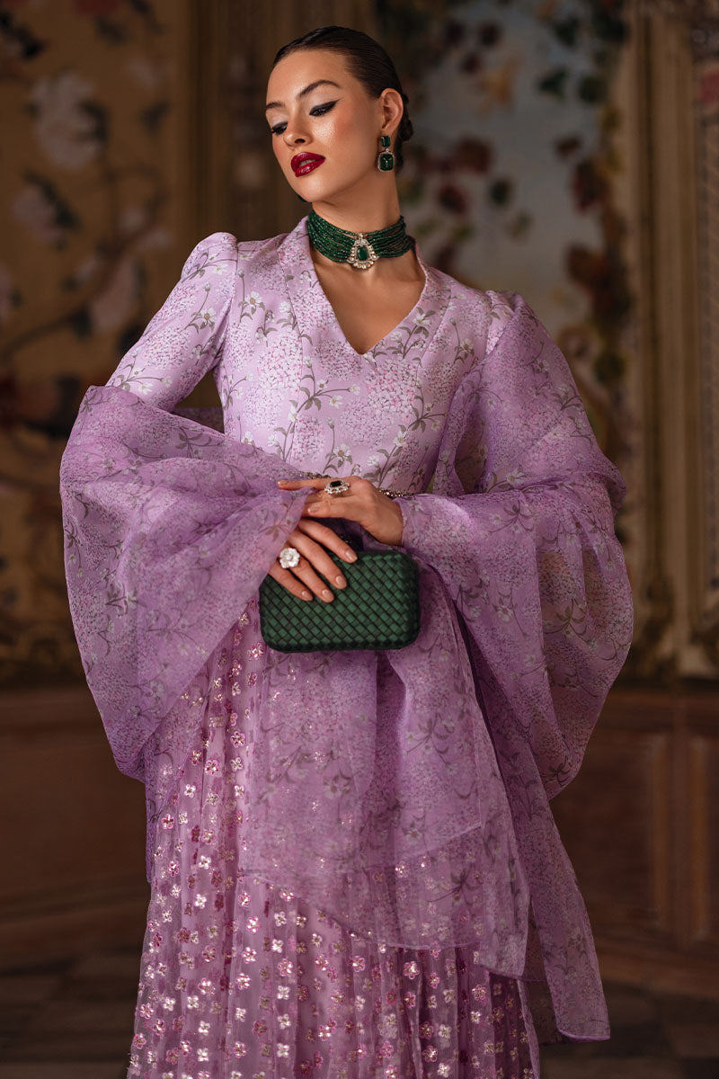 Lilac Sequin Embroidered Silk Net Pishwas (2-Piece) - Image 6