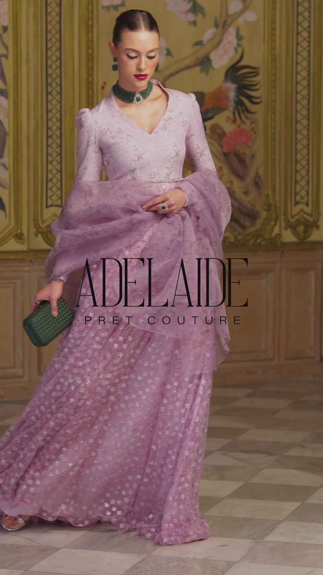 Lilac Sequin Embroidered Silk Net Pishwas (2-Piece) - Image 7