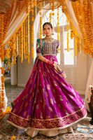 Deep Plum Zardozi Silk Pishwas Dress (2-Piece) - Image 2
