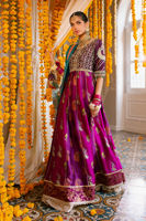 Deep Plum Zardozi Silk Pishwas Dress (2-Piece) - Image 4
