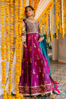 Deep Plum Zardozi Silk Pishwas Dress (2-Piece) - Image 8