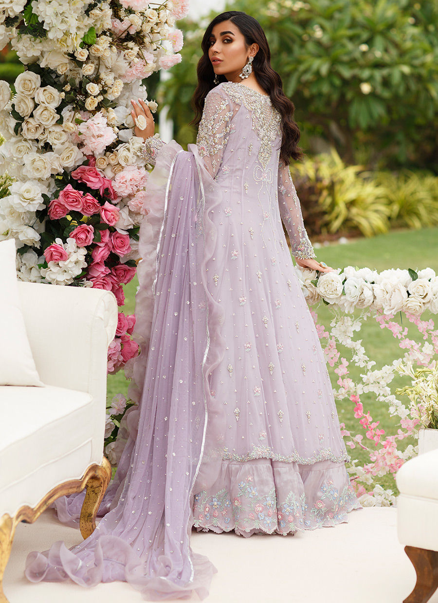 Lavender Hand-Embellished Tulle Tissue Pishwas (2-Piece) - Image 10