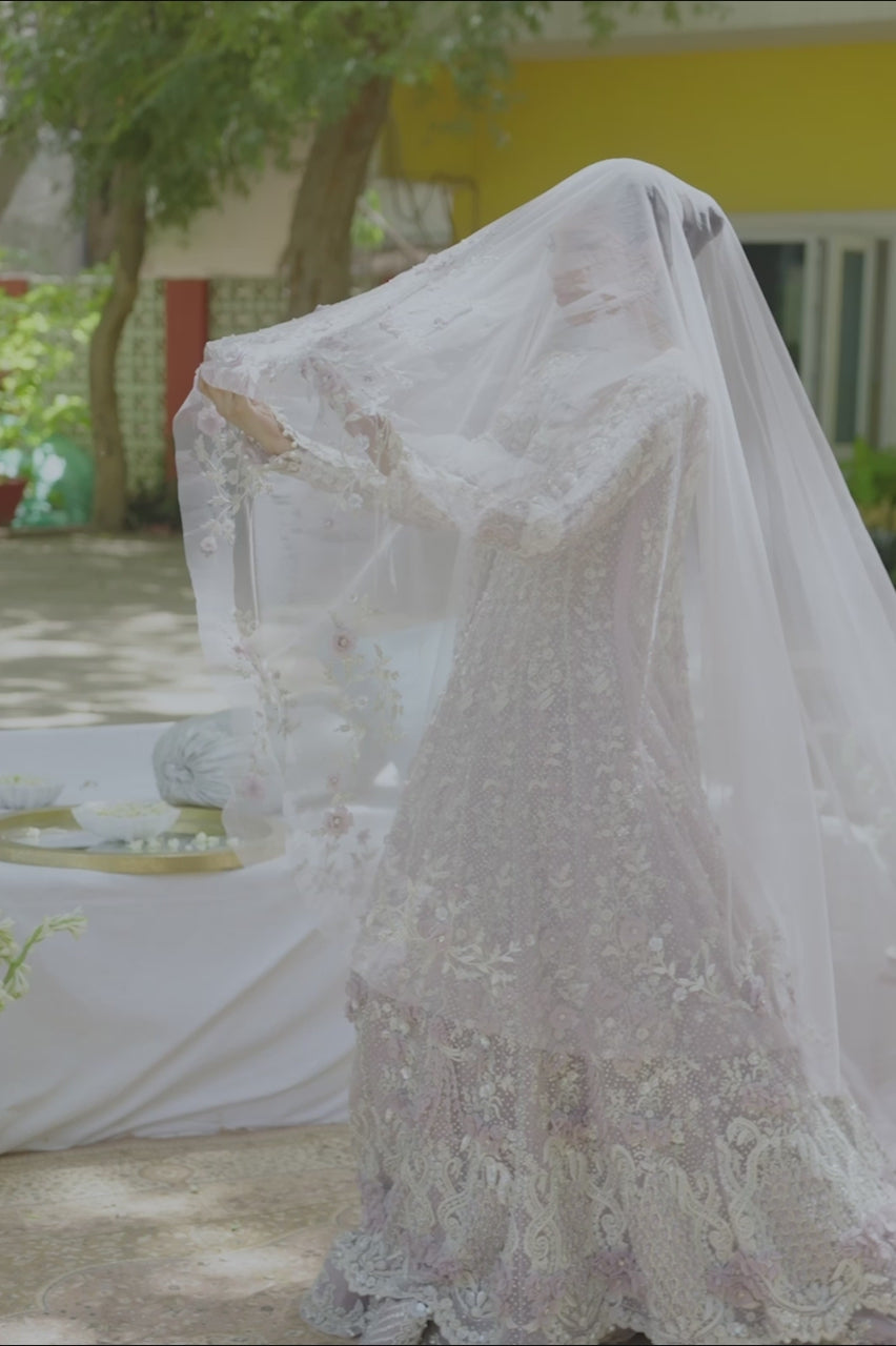 Lilac Zardozi Tulle Pishwas Dress (3-Piece) - Image 6