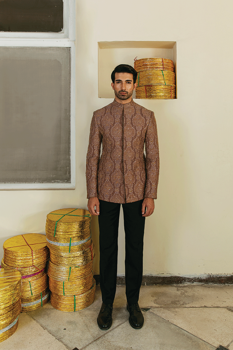 Resin Purple Jacquard Prince Coat (2-Piece) - Image 1