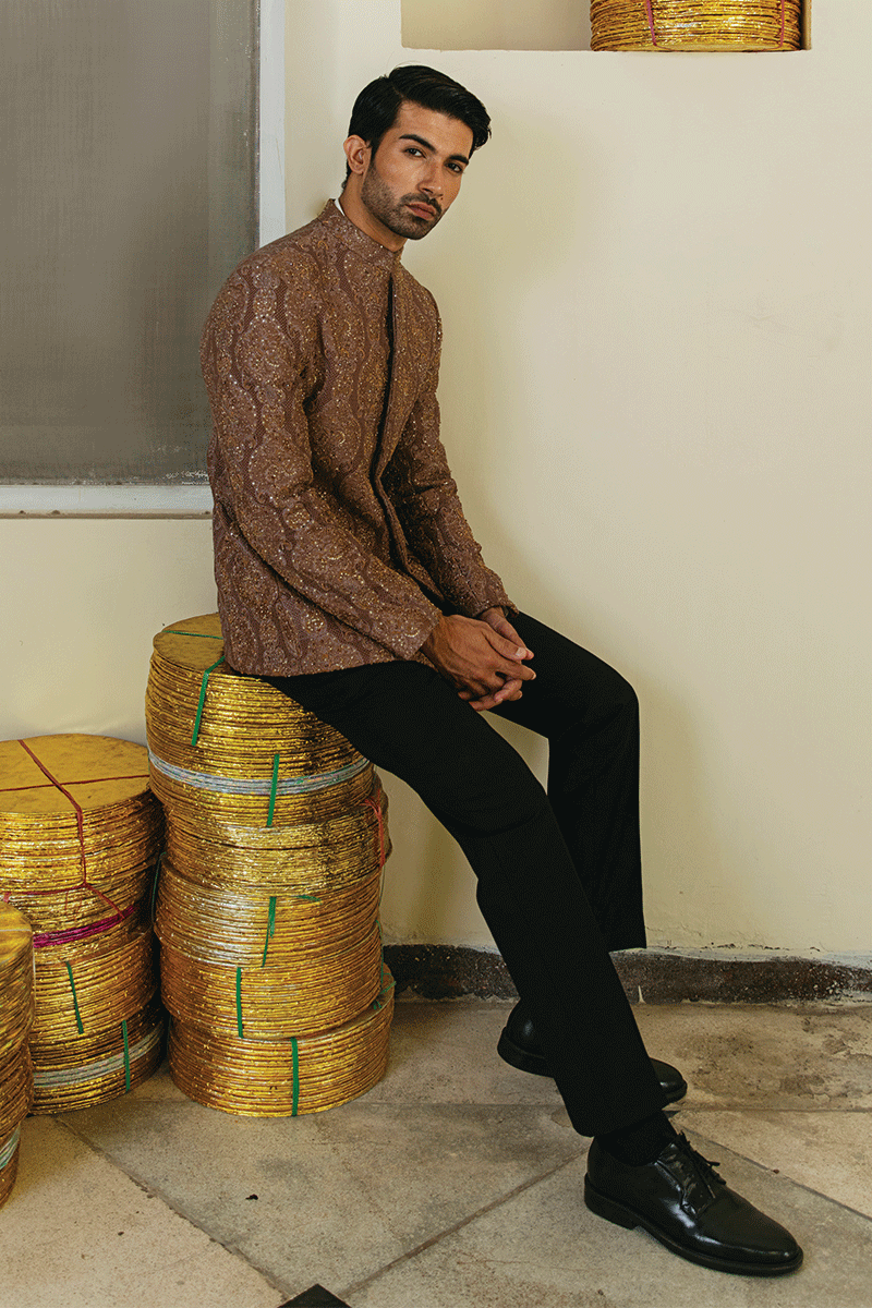 Resin Purple Jacquard Prince Coat (2-Piece) - Image 2