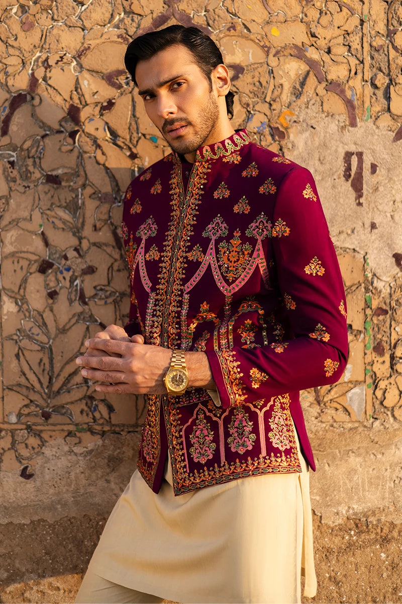 Purple Embroidered Serona Prince Coat (3-Piece) - Image 2