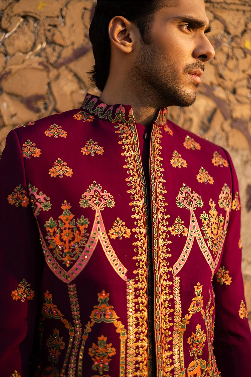 Purple Embroidered Serona Prince Coat (3-Piece) - Image 3