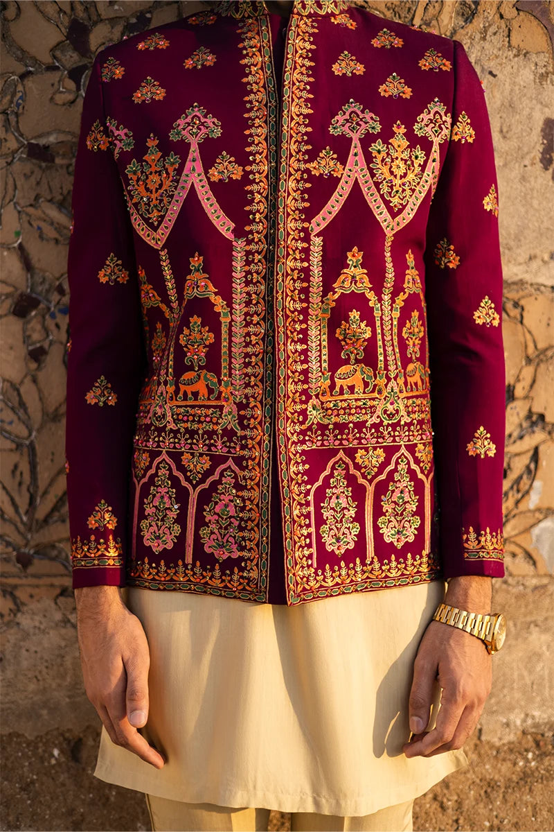 Purple Embroidered Serona Prince Coat (3-Piece) - Image 4