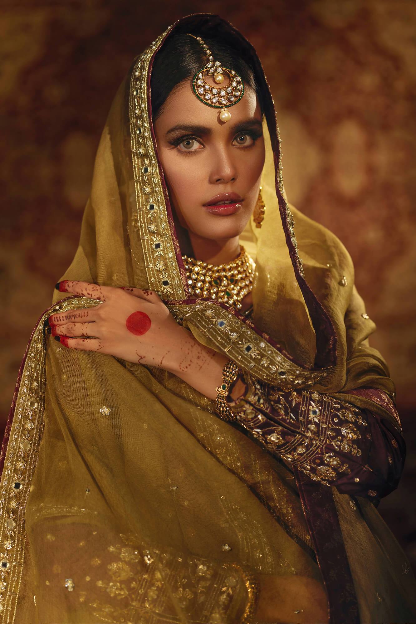 Plum Embroidered Banarsi Silk Salwar Kameez (3-Piece) - Image 5