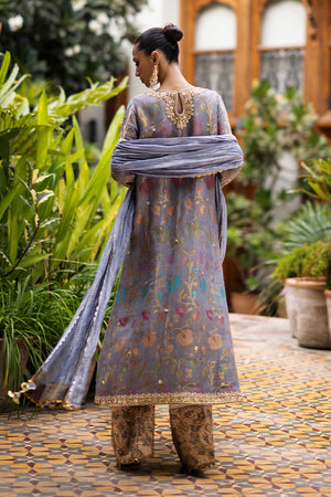 Pakistani Lavender Marori Gota Kora Banarsi Silk Salwar Kameez (3-Piece) - Image 4