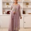 Lilac Resham & Swarovski Embroidered Chiffon Kameez (3-Piece) - Image 2