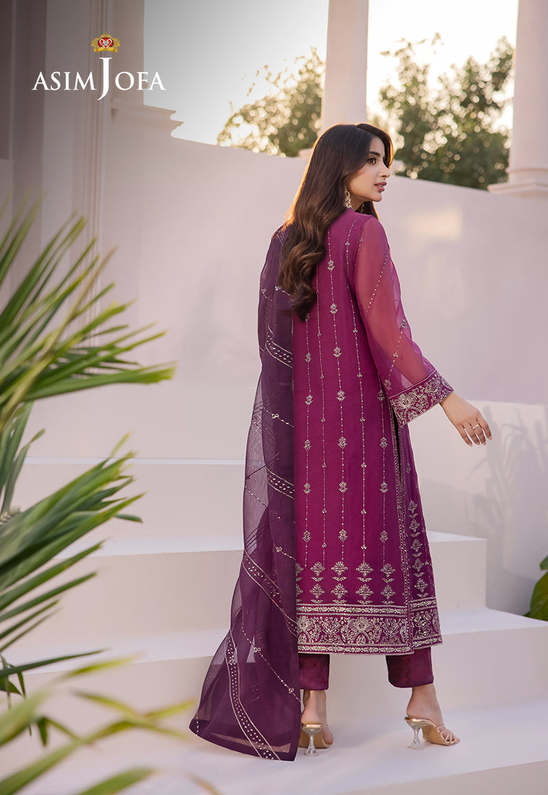 Purple Embroidered Chiffon 3-Piece Suit - Image 2
