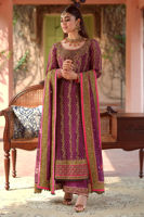 Magenta Purple Handworked Cotton Net Salwar Kameez (3-Piece) - Image 3