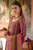 Magenta Purple Handworked Cotton Net Salwar Kameez (3-Piece) - Image 4