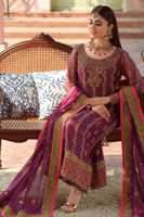 Magenta Purple Handworked Cotton Net Salwar Kameez (3-Piece) - Image 5