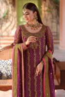 Magenta Purple Handworked Cotton Net Salwar Kameez (3-Piece) - Image 8