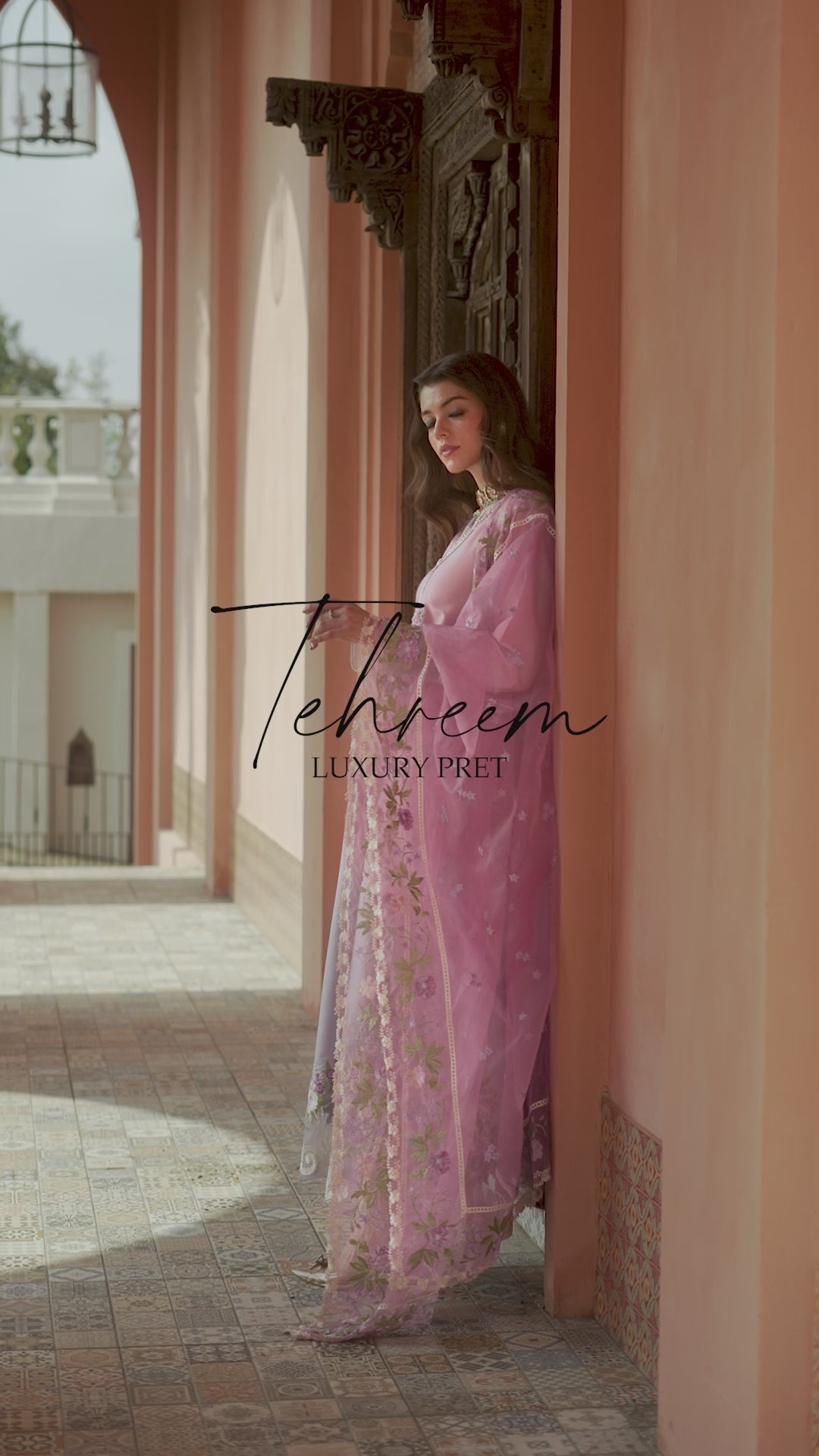 Lavender Embroidered Cotton Net Salwar Kameez (3-Piece) - Image 8