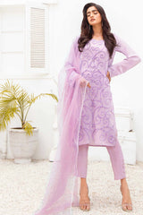 Lilac Handworked Georgette Chiffon Salwar Kameez (3-Piece) - Image 2