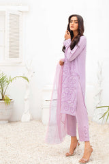 Lilac Handworked Georgette Chiffon Salwar Kameez (3-Piece) - Image 5