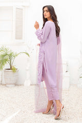 Lilac Handworked Georgette Chiffon Salwar Kameez (3-Piece) - Image 7