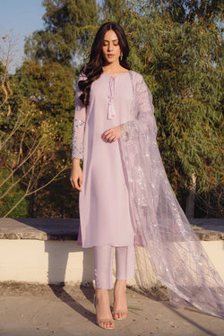 Pakistani Lilac Silver Tilla Georgette Salwar Kameez (3-Piece) - Image 1