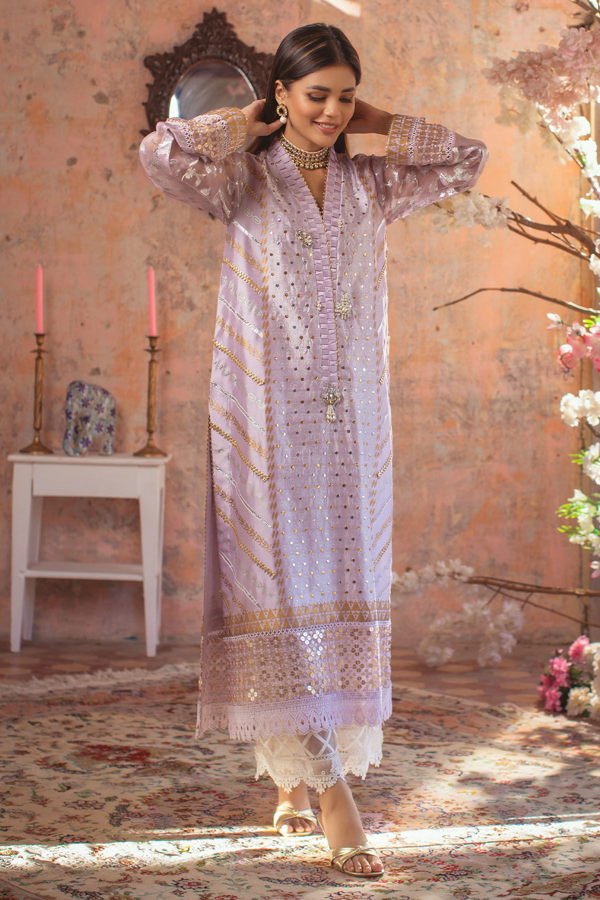 Lilac Kaamdani Silk Salwar Kameez (2-Piece) - Image 1