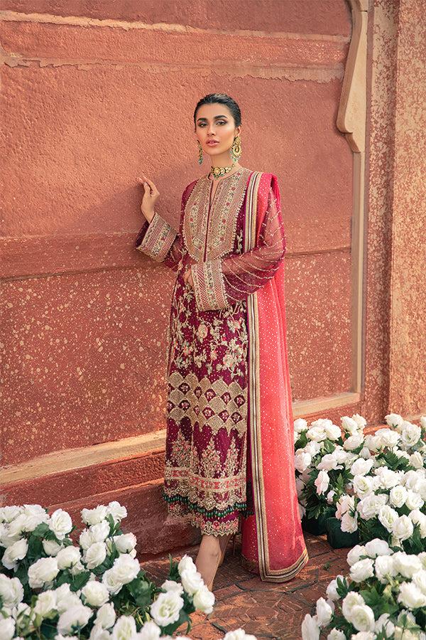 Plum Hand-Embellished Net Salwar Kameez (3-Piece) - Image 1
