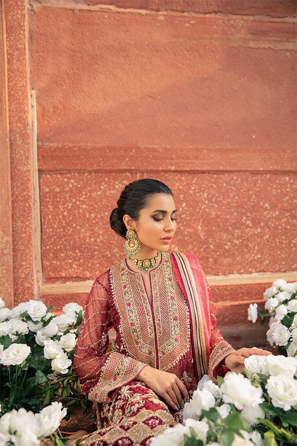 Plum Hand-Embellished Net Salwar Kameez (3-Piece) - Image 6