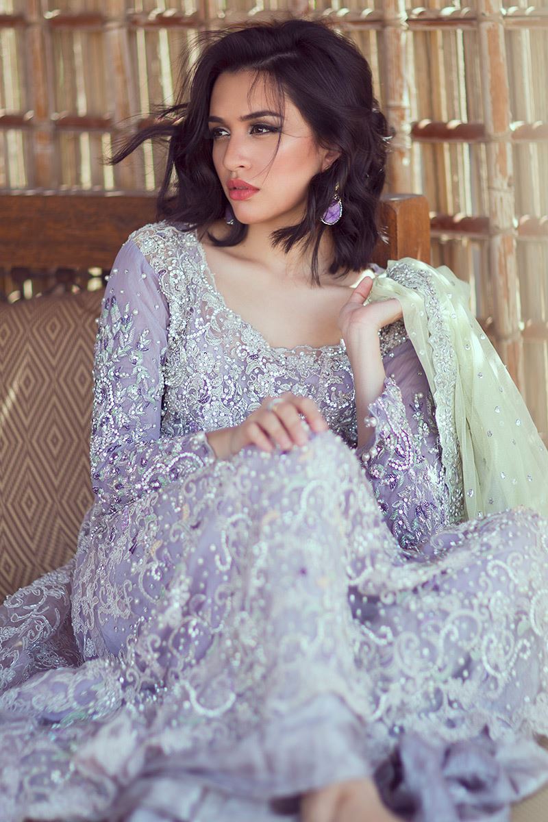 Lavender Zardozi Net Salwar Kameez (3-Piece) - Image 1