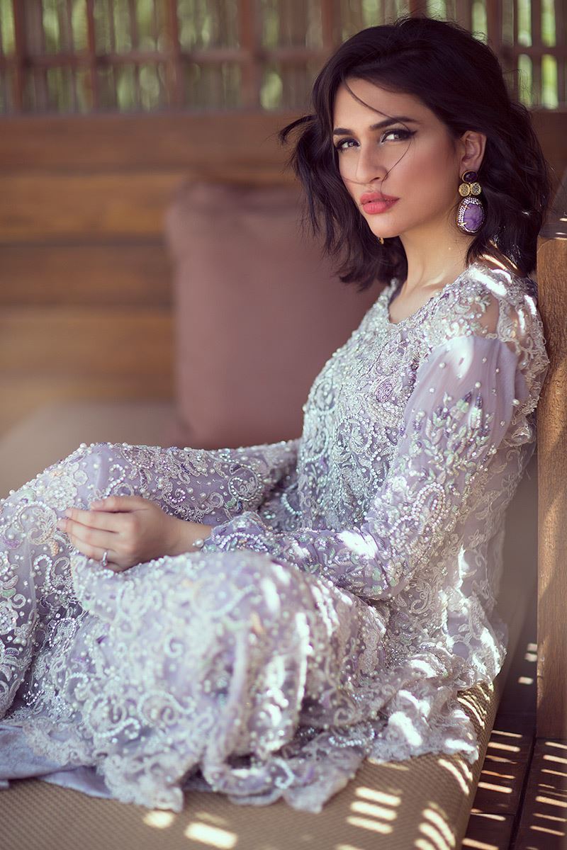 Lavender Zardozi Net Salwar Kameez (3-Piece) - Image 2