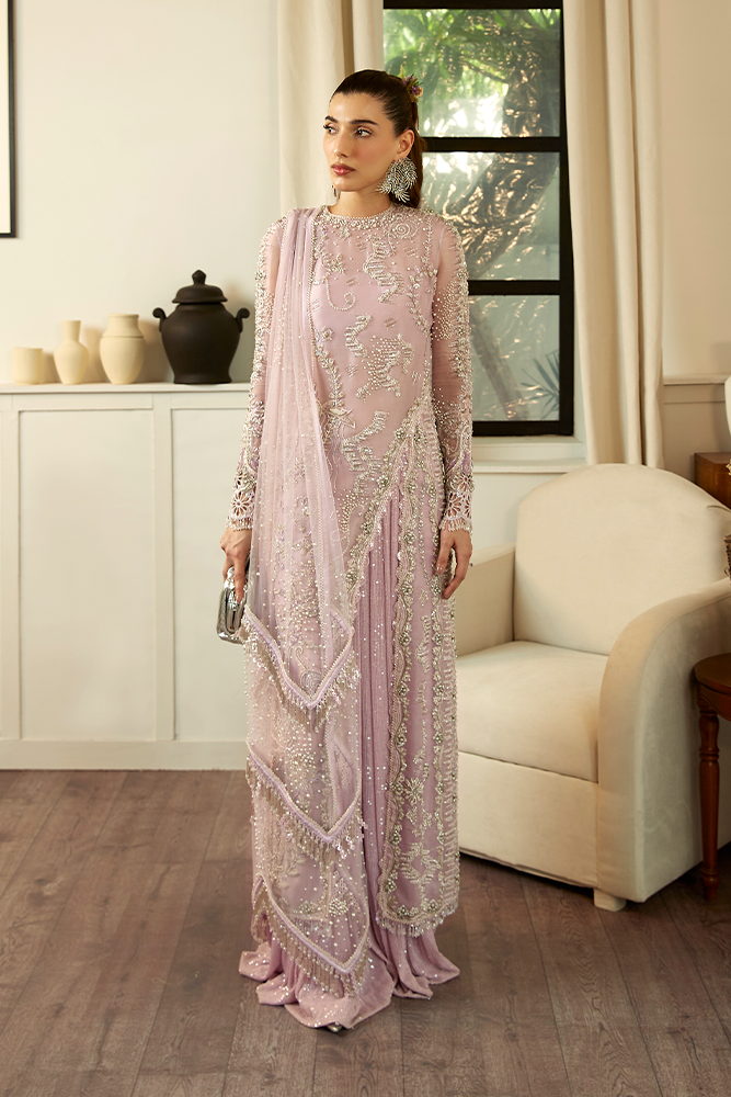 Lilac Embroidered Organza Salwar Kameez (3-Piece) - Image 1