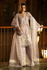 Pakistani Lavender Cutwork Organza Jacket 3-Piece Set - Image 2