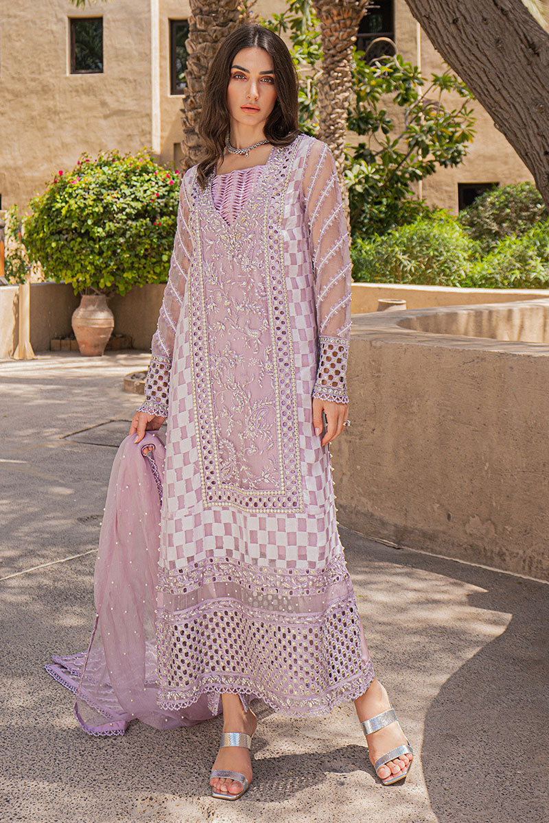 Violet Hand-Embellished Pure Organza Salwar Kameez (3-Piece) - Image 1