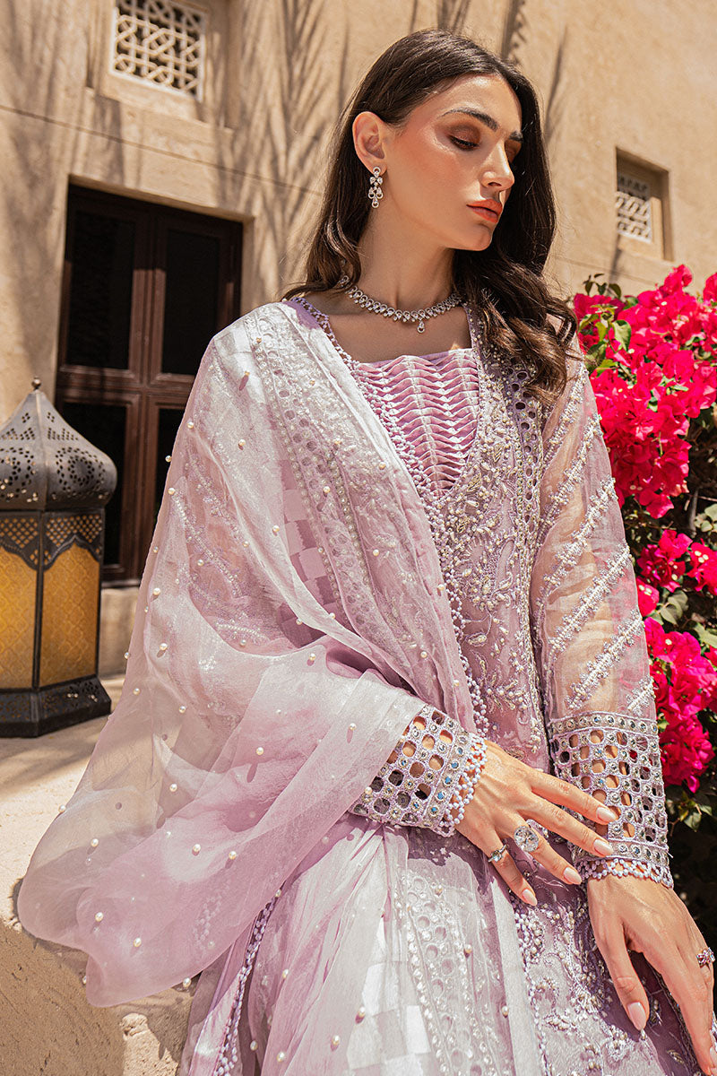 Violet Hand-Embellished Pure Organza Salwar Kameez (3-Piece) - Image 2