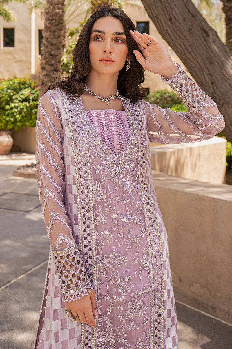 Violet Hand-Embellished Pure Organza Salwar Kameez (3-Piece) - Image 3