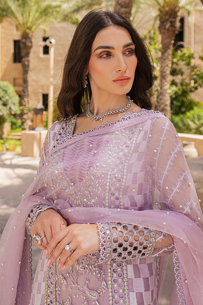 Violet Hand-Embellished Pure Organza Salwar Kameez (3-Piece) - Image 4