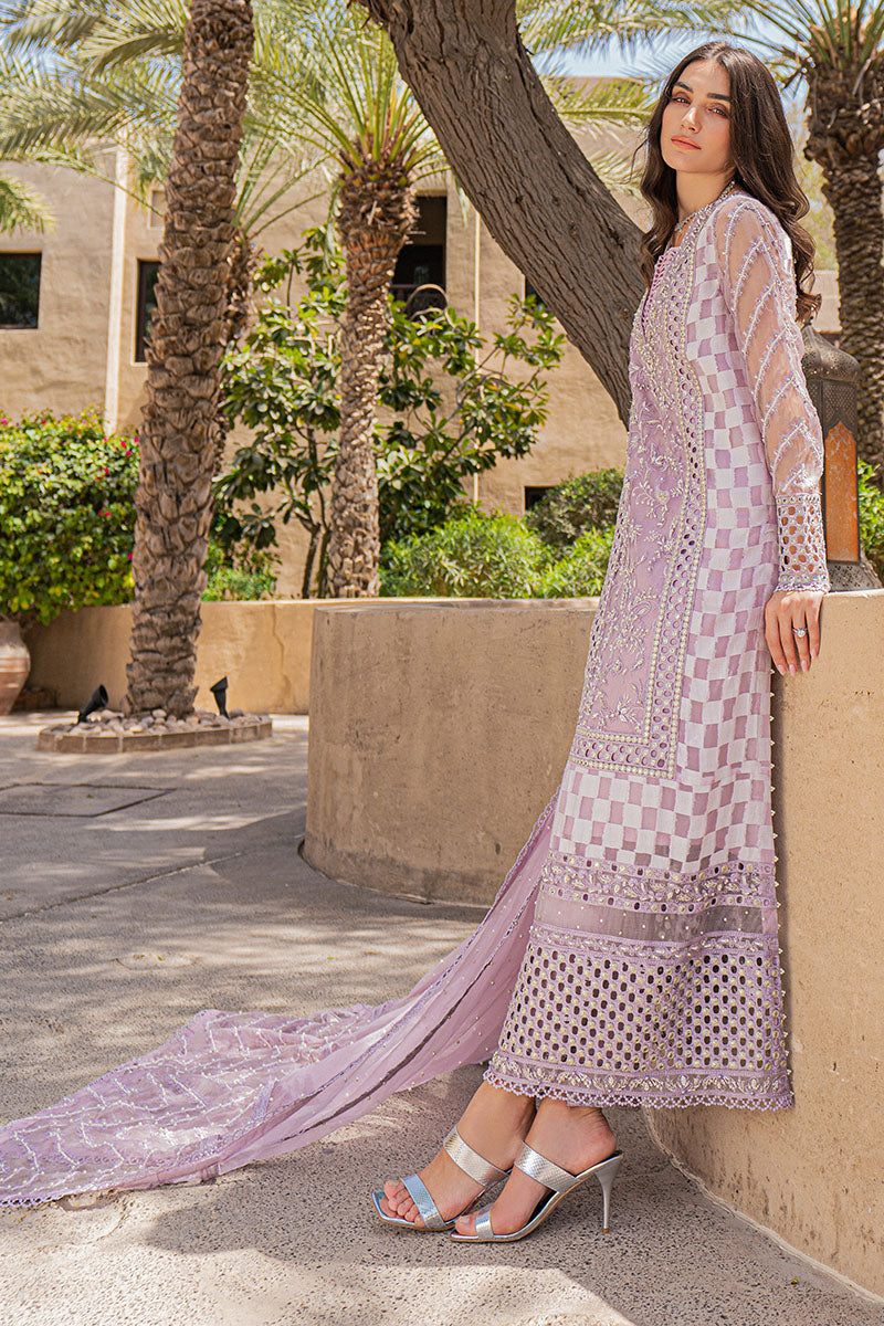 Violet Hand-Embellished Pure Organza Salwar Kameez (3-Piece) - Image 5