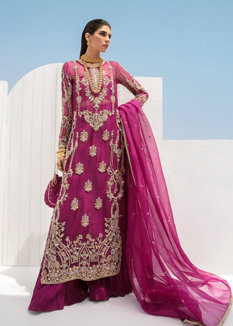 Indian Plum Embroidered Organza Salwar Kameez (3-Piece) - Image 1