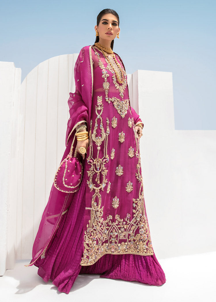 Indian Plum Embroidered Organza Salwar Kameez (3-Piece) - Image 3