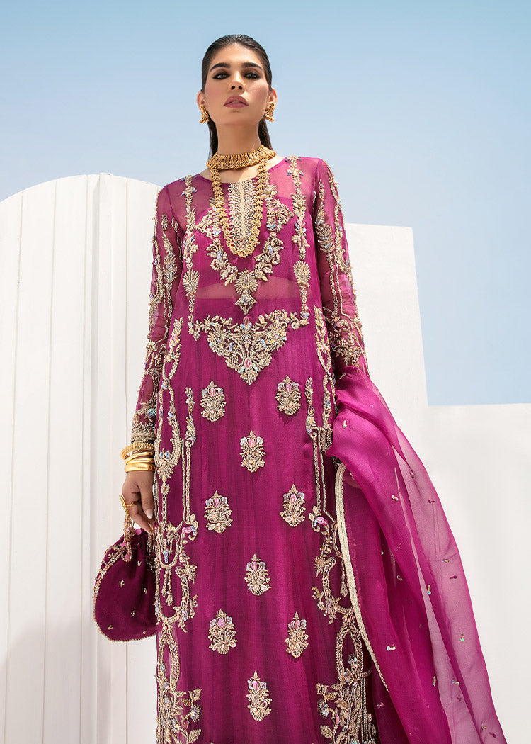 Indian Plum Embroidered Organza Salwar Kameez (3-Piece) - Image 6