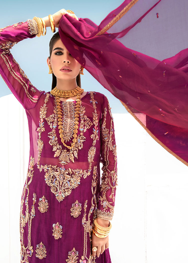 Indian Plum Embroidered Organza Salwar Kameez (3-Piece) - Image 8