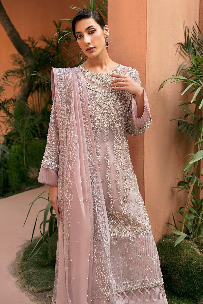 Lavender Hand-Embellished Organza Salwar Kameez (3-Piece) - Image 2