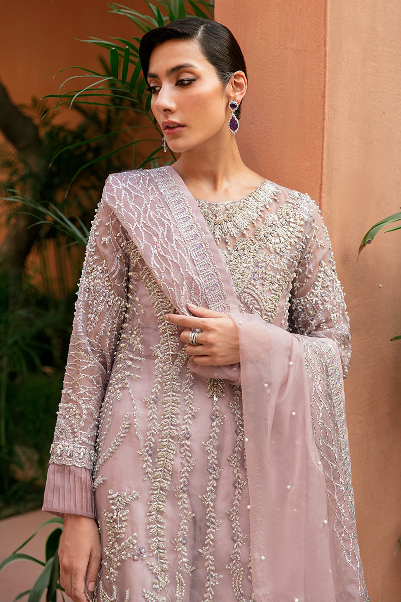 Lavender Hand-Embellished Organza Salwar Kameez (3-Piece) - Image 3