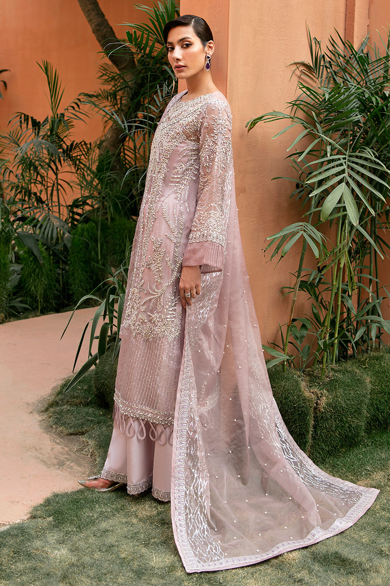 Lavender Hand-Embellished Organza Salwar Kameez (3-Piece) - Image 5