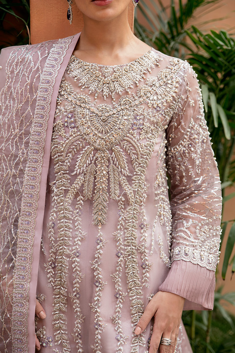 Lavender Hand-Embellished Organza Salwar Kameez (3-Piece) - Image 7